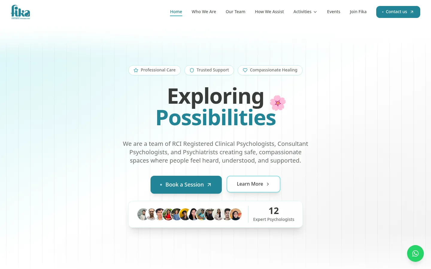 Screenshot of Fika India website homepage